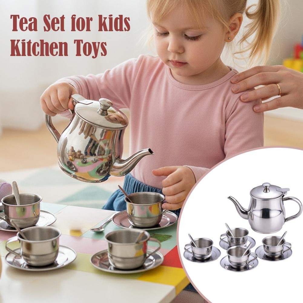 Kids Outdoor Kitchen Accessories - Set da Tè in Acciaio Inossidabile